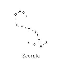 the zodiac sign scorpio is drawn in black ink on a white background