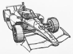 a pencil drawing of a racing car