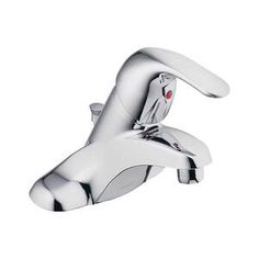 a chrome faucet with an animal head on the side and red eyes in the middle