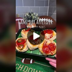 a video game day appetizer with mini pepperoni pizzas