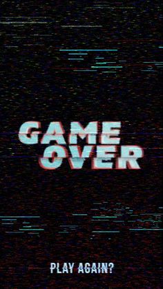 the title for game over is shown in red and white letters on a black background