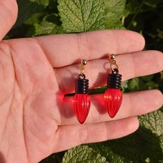 Red Christmas Light Bulb Earrings Will Include Backings Red Christmas Lights, Peach Earrings, Gold Bead Earrings, Carnelian Earrings, Malachite Earrings, Christmas Light Bulbs, Jewelry Holiday, Yellow Opal, Holiday Earrings