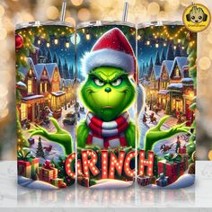 the grin movie poster is shown in front of a christmas scene