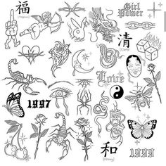 an image of tattoo designs on white paper