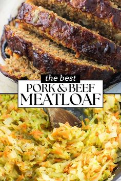 the best pork and beef meatloaf with coleslaw in a skillet