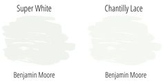 three different shades of white paint with the words simply white, pure white and benjamin moore