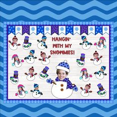 a snowman themed photo frame with the words hangin'with my snowmen