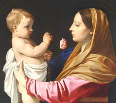 a painting of a woman holding a baby