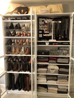 the closet is full of shoes and other items