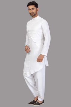 Product Features: Top Color: White Bottom Color: White Work: Solid Top Fabric: Cotton with Polyster Mix Bottom Fabric: Cotton with polyster mix Pack Of: 1 Pathani Kurta : 1 Salwar Occasion: Partywear Disclaimer: There will be slight difference in digital to actual image White Winter Party Set, White Cotton Tops For Eid, White Cotton Formal Sets, Casual White Top For Eid, White Long Sleeve Summer Kurta, Formal White Kurta For Spring, Casual White Fitted Kurta, White Casual Top For Festive Season, White Casual Tops For Festive Occasions