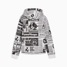 Your moment has arrived. This oversized, fleece hoodie was made for bold statements with an all-over graphic print and PUMA Hoops branding details.Made with at least 20% recycled cotton.Relaxed fit320 gsm, fleeceHoodLong sleevesAll-over graphic print detailPUMA branding details Broken Ankle, Basketball Hoodie, Puma Sweatshirt, Media Day, Fenty X Puma, Black Puma, Black & White, Mens Basketball, Recycled Cotton