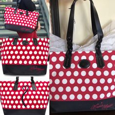 100%Authentic Minnie Mouse Rocks The Dots Tote By Dooney & Bourke *Nwt* Sold Out On The Disney Website Features Minnie Rocks The Dots Print On Canvas Screen Art ''Minnie Mouse''Signature Stitched Leather Trim/Snap Closure Interior Zip Pocket/Large Interior Open Pocket/Phone Pocket/Key Hook/Cotton Lining/Braided Carry Handles ''Db Since 1975'' Embossed Leather Label Inside ''Db'' Embossed Leather Label Front Nylon /Cotton / Leather/Metal 11 1/4'' H X 12 1/2'' W X 6 1/2'' D Handles Drop 10'' Red Minnie Mouse Travel Bag, Red Minnie Mouse Bag For Daily Use, Red Minnie Mouse Bags, Disney Website, Dooney And Bourke Disney, Screen Art, Disney Dooney, Green Tote Bag, Leather Tote Purse