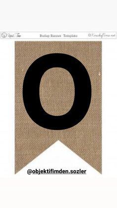 an image of a banner with the letter o in black and white on burlap