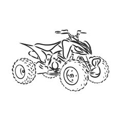 a black and white drawing of an atv