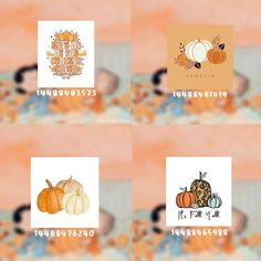 four pictures of pumpkins with the words it's fall up