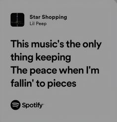 an ad for spotify with the caption'this music's the only thing keeping the peace when i'm falling to pieces '