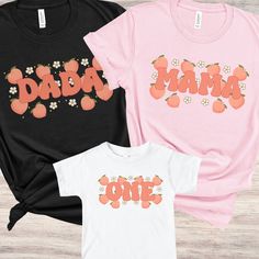 Peach Birthday Shirts Welcome to Lavish Inspirations!!  - We use three different T-shirt brands, if you only want one particular brand please ask us for availability, if you do not ask, we will ship the available brand. - Messages will be answered as soon as possible, however weekends typically can take a little longer as we are closed on weekends but still try to answer messages as soon as possible. Ordering Instructions: 1. Choose T-Shirt Size 2. Leave us a note for CUSTOM text/name/year/numbe Pink Top With Funny Print For First Birthday, Pink T-shirt With Funny Print For First Birthday, Fun Pink T-shirt For First Birthday, Pink Crew Neck Shirt For First Birthday, Cute Peach T-shirt With Letter Print, Pink Graphic Print T-shirt For First Birthday, Pink Family Matching Tops For First Birthday, One Sweet Peach Birthday, Peach 1st Birthday