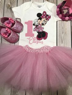 minnie mouse 1st birthday outfit with pink tutu and shoes