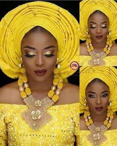 Yellow Headpiece, Nigerian Style, Afrikaanse Mode, Nigerian Fashion, African Wedding Dress, Nigerian Styles