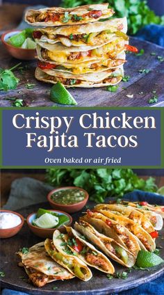 crispy chicken fajita tacos with avocado and cilantro