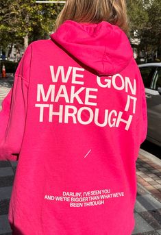 Pink Hooded Hip Hop Top, Urban Hooded Tops With Letter Print, Urban Pink Long Sleeve Tops, Pink Long Sleeve Urban Tops, Trendy Pink Hoodie With Pockets, Urban Style Pink Hoodie Top, Pink Hooded Top With Pockets, Urban Pink Hoodie Top, Hip Hop Hooded Top With Screen Print