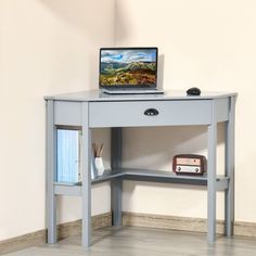 36% Off. HOMCOM Corner Desk, Triangle Computer Desk, Home Office Shelves For Small Spaces, Kids Writing Desk, White Corner Desk, Corner Workstation, Workspace Storage, Desk With Drawer