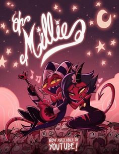 an image of a cartoon character playing guitar on the cover of a video game called millies