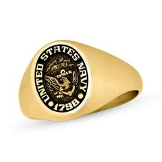 Honor her service with this meaningful individualized military signet-style ring by ArtCarved®. This ladies' style is a symbol of strength and pride with your choice of a natural or antiqued finish. Choose a branch of service with the name and seal displayed at the center of the design. Finalize the customization with a special word or message that can be engraved along the inside of the rings shank. Classic Engraved Signet Ring For Commemoration, Classic Polished Signet Ring For Commemoration, Classic Signet Ring With Engraving For Commemoration, Oval Signet Ring With Polished Finish For Commemoration, Classic 14k Stamped Signet Ring For Commemoration, Engraved Oval Signet Ring For Commemoration, Personalized Classic Signet Ring For Commemoration, Classic Personalized Signet Ring For Commemoration, Classic Engraved Signet Ring For Memorial