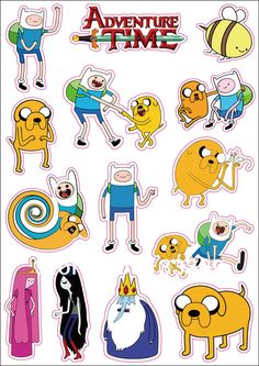 the adventure time stickers are all different colors