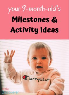 a baby sitting at a table with the words your 7 month - old's milestones and activity ideas