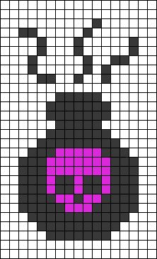 a cross stitch pattern with a black and purple skull on it's face in squares