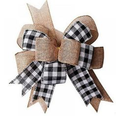 a black and white plaid bow with burluck