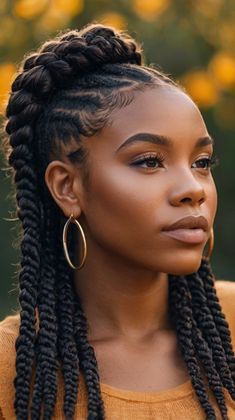 braids hairstyles updo black women Black Tie Makeup, Modern Updo, French Braid Updo, Braided Chignon, Chunky Braids, Unique Braids, Braided Hairstyles Updo