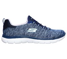 Get right to the sporty style and comfort wearing the Skechers Summits - Quick Getaway shoe. This slip-on sneaker features a soft heathered jersey knit upper with a bungee-laced front and cushioned Memory Foam comfort insole. | Skechers Women's Summits - Quick Getaway Sneaker Athleisure Moisture-wicking Slip-on Sneakers, Comfortable Athleisure Sneakers For Sports, Sporty Textile Slip-on Sneakers For Light Exercise, Comfortable Sporty Running Shoes With Laces, Comfortable Sporty Walking Shoes With Laces, Athleisure Textile Walking Shoes For Sports, Sporty Textile Slip-on Sneakers, Comfortable Sporty Running Shoes, Comfortable Running Shoes With Elastic Laces For Sports