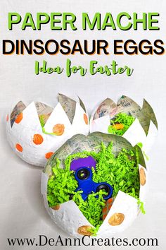 paper mache dinosaur eggs for easter