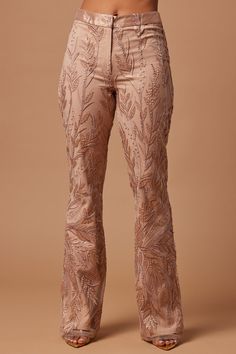 Available In White And Mocha. Sequin Embroidered Pant Front Closure Flare Leg Lined Non Stretch Main: 100% Polyester Lining: 100% Polyester Imported | Willa Sequin Embroidered Pant in Mocha size XS by Fashion Nova Fitted Floral Embroidery Pants For Fall, Embroidered Wide Leg Beige Pants, Embroidered Wide-leg Beige Pants, Embroidered Beige Wide Leg Pants, Beige Embroidered Straight Pants, Embroidered Straight Beige Pants, Fitted Embroidered Long Bottoms, Party Wide Leg Embroidered Pants, Fitted Embroidered Long Pants