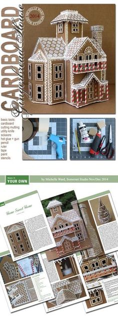 the front and back pages of a paper dollhouse with instructions to make it look like they are made out of wood