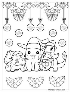 christmas coloring pages for kids to print out and color on the page with ornaments hanging from the ceiling