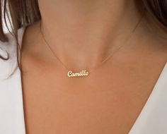 Sideways Initial Necklace, Design Name, Gold Name Necklace, Initial Necklace Gold, Jewelry Personalized, Personalized Gifts For Mom, Gold Necklace Women, Name Jewelry, Gold Initial