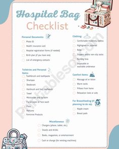 the hospital bag checklist is shown