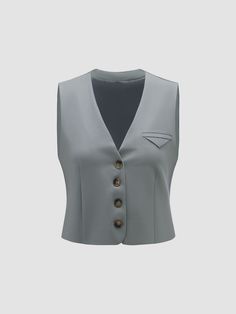 Design


The sleek silhouette is accentuated by a decorative triangle detail at the chest, adding a subtle touch of embellishment.
For a customized fit, this blazer vest has an adjustable waist belt at the back, ensuring all-day comfort.
The versatile gray hue allows for effortless coordination with various outfits, making it a perfect choice for work or weekend wear.

Product Feature


Style: Back to School (as a professor); Impress your parents; Office & Dance Floor Perfect
Occasion: Work Gray V-neck Vest For Workwear, Fitted Gray Vest For Workwear, Gray V-neck Vest For Work, Elegant Tailored Gray Vest, Versatile Gray, Outwear Women, Product Feature, Blazer Vest, Drying Rack