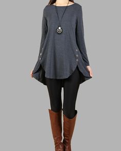 * A cotton tunic top with long sleeves.* Very flattering cut to let you look slimmer, great to mix and match with leggings and jeans.* Quality stretchy and soft fabric, with beautiful drizzle drop texture, it is so comfortable and breathing!* Support 7 days return to get full refund on item without any reason.* Can custom size and colors, lead time is 6-8 days;* Let us know your usual size in your country and your overall height.* If you have some specific request or special characters such as b Bohemian Tunic With Jeans, Oversized Buttoned Tops For Layering, Oversized Button-down Tops For Layering, Fall Layering Long Sleeve Tunic, Lagenlook Long Sleeve Top With Buttons, Casual Tunic For Fall Layering, Casual Long Sleeve Top With Buttons For Fall, Casual Long Sleeve Tunic For Layering, Casual Fall Tunic With Buttons