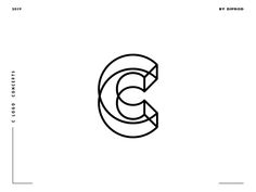 the letter c is made up of overlapping lines and letters that appear to be intertwined