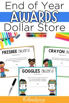 the end of year awards dollar store with crayons