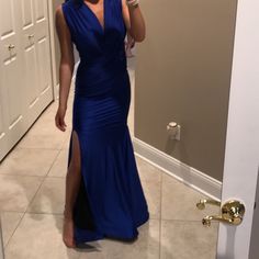 Beautiful Elegant Dress Blue Chiffon Evening Dress For Prom Season, Blue Evening Dress For Prom, Royal Blue Cocktail Dress For Prom Season, Blue V-neck Maxi Dress For Party, Blue Maxi Dress For Party During Prom Season, Elegant Blue Evening Dress For Prom, Glamorous Blue V-neck Evening Dress, Blue Maxi Dress For Prom Season Party, Blue Maxi Dress For Prom Party Season