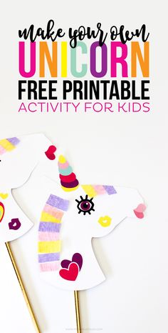 unicorn paper craft for kids to make with free printables on the front and back