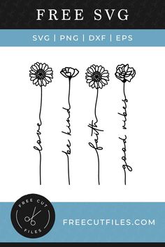 the free svg files for cutting flowers are available in three different sizes and colors