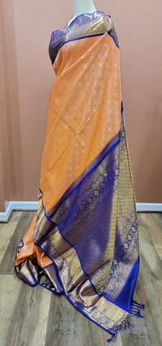 Stunning Kanchi Tissue Silk Saree w/ Blouse in 2 gram Gold Zari, suits every occasion. This Saree comes with a stitched Blouse that can be altered up to size 42. Product ships immediately within the United States Tissue Silk Saree, Silk Saree, Saree Designs, The United States, Silk Sarees, Saree, United States, Ships, Silk