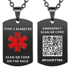 PRICES MAY VARY. MATERIAL: The Medical Alert Necklace are made from high polished stainless steel, Non Allergenic, Non Corrosive, Waterproof, Comfortable for skin, Excellent wear resistance. Laser deep engraving it is easy to read and vibrant, does not fade, permanent mark. SIZE: Pendant 0.86" x 1.37" (2.2cm x 3.5cm), Chain length 23.6" (50cm+5cm+5cm adjustable), weight 0.67 oz (19g). Perfect for children, kids and adults. SETUP AND USE: Scan the pendant QR code to activate the medical ID tag, L Medical Profile, Medical Alert Necklace, Emergency Contact, Medical Alert, Decoration Inspiration, Necklace For Men, Emergency Medical, Id Tag, Medical Conditions