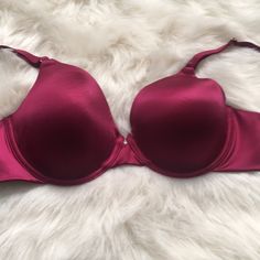 Never Worn Wine Colored Sateen Maidenform Bra Elegant Fitted Red Bra, Elegant Red Bra Partially Lined, Elegant Red Partially Lined Bra, Maidenform Bras, Wine Colored, Women's Intimates, Bra, Red, Women Shopping